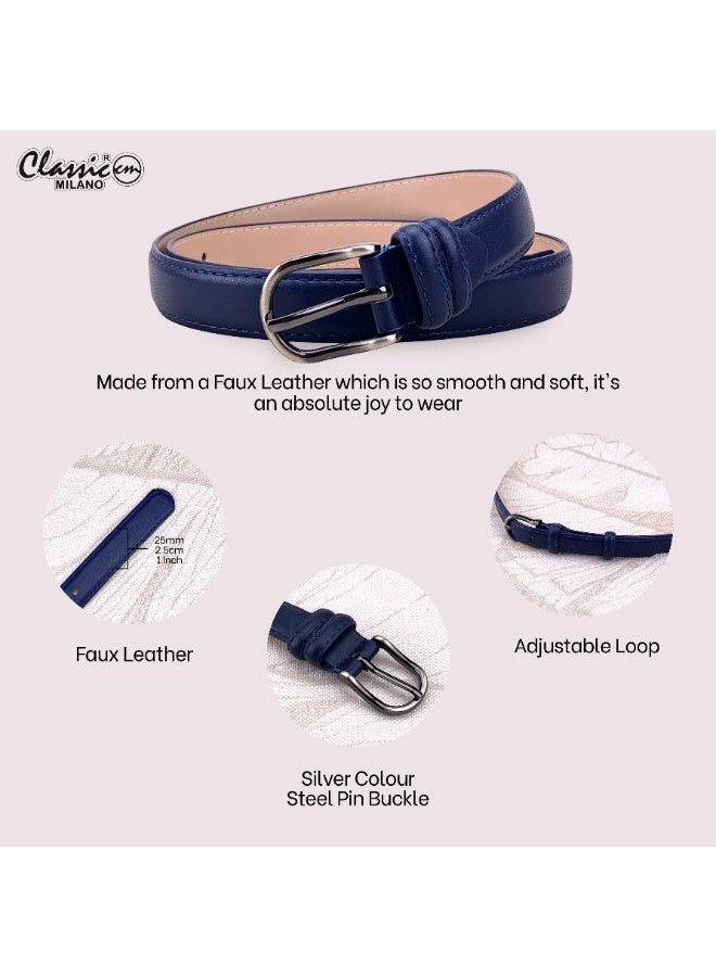 Classic Milano Women's Belt with Gift Box | Faux Leather Ladies Belt for Dresses, Jeans & Gowns | Stylish Womens Belt | Adjustable Girls Belt | Belt for Women with Elegant Buckle - Image 4